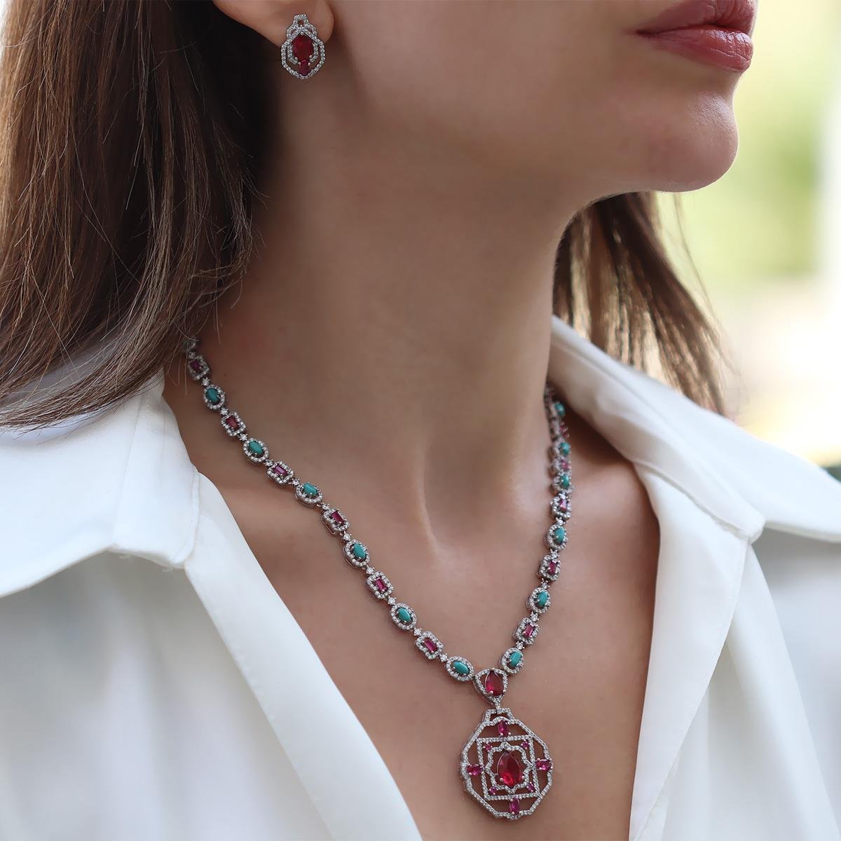 Aria Stone Serisi Gümüş Set