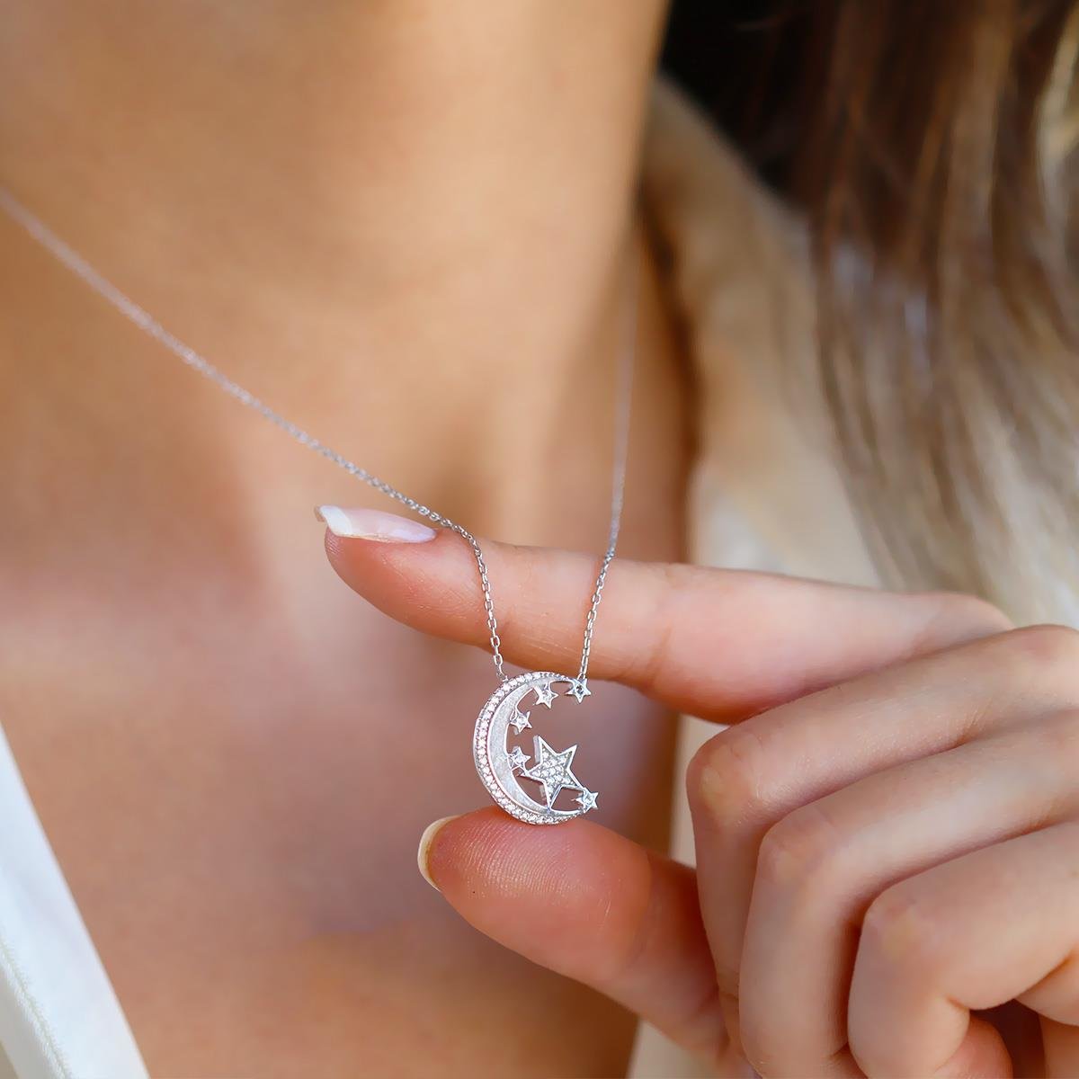 Ay Yıldız Gümüş Kolye