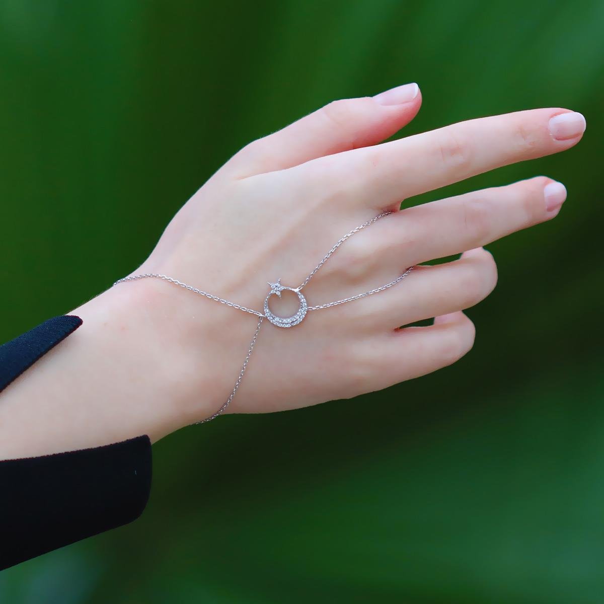 Ay Yıldız Zirkon Taşlı 925 Ayar Gümüş Şahmeran