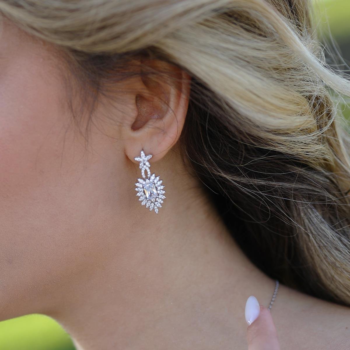 Baget Mekik Zirkon Taşlı Gümüş Set