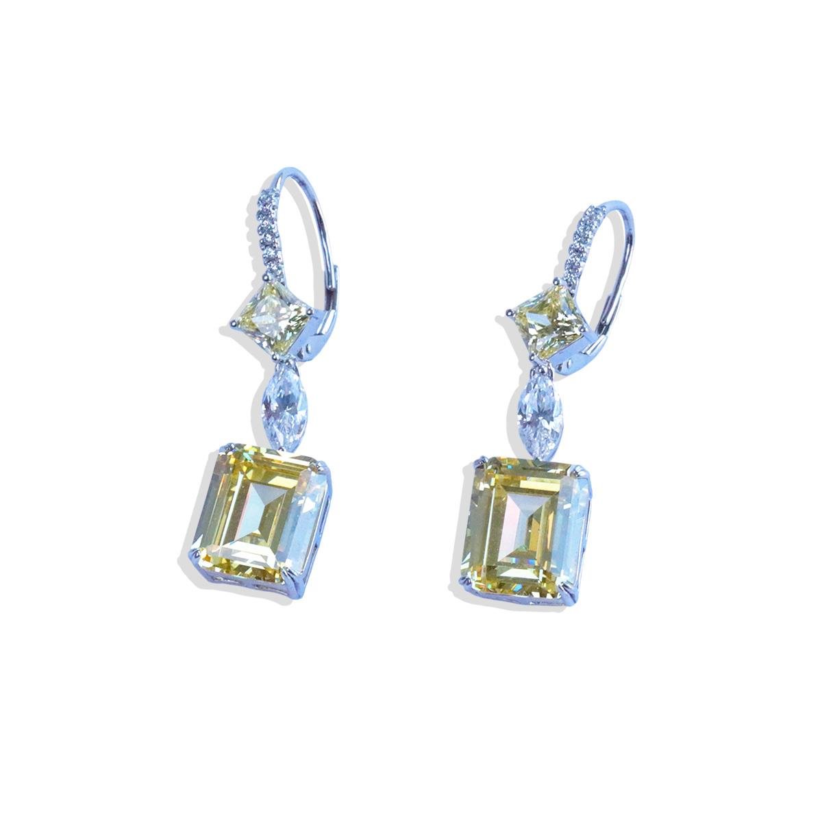 Baget Sitrin Taşlı Gümüş Küpe