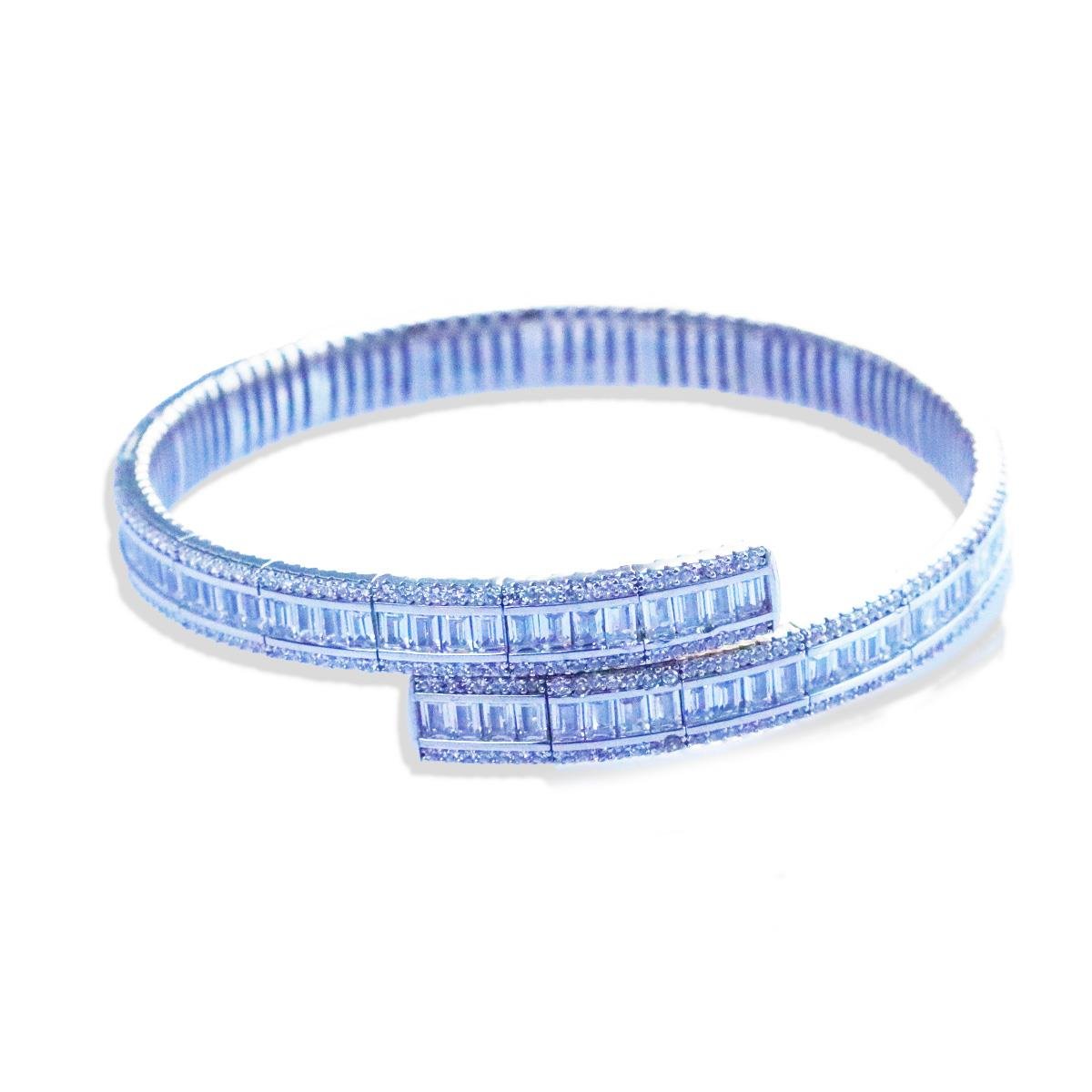 Baget Taşlı Gümüş Kelepçe