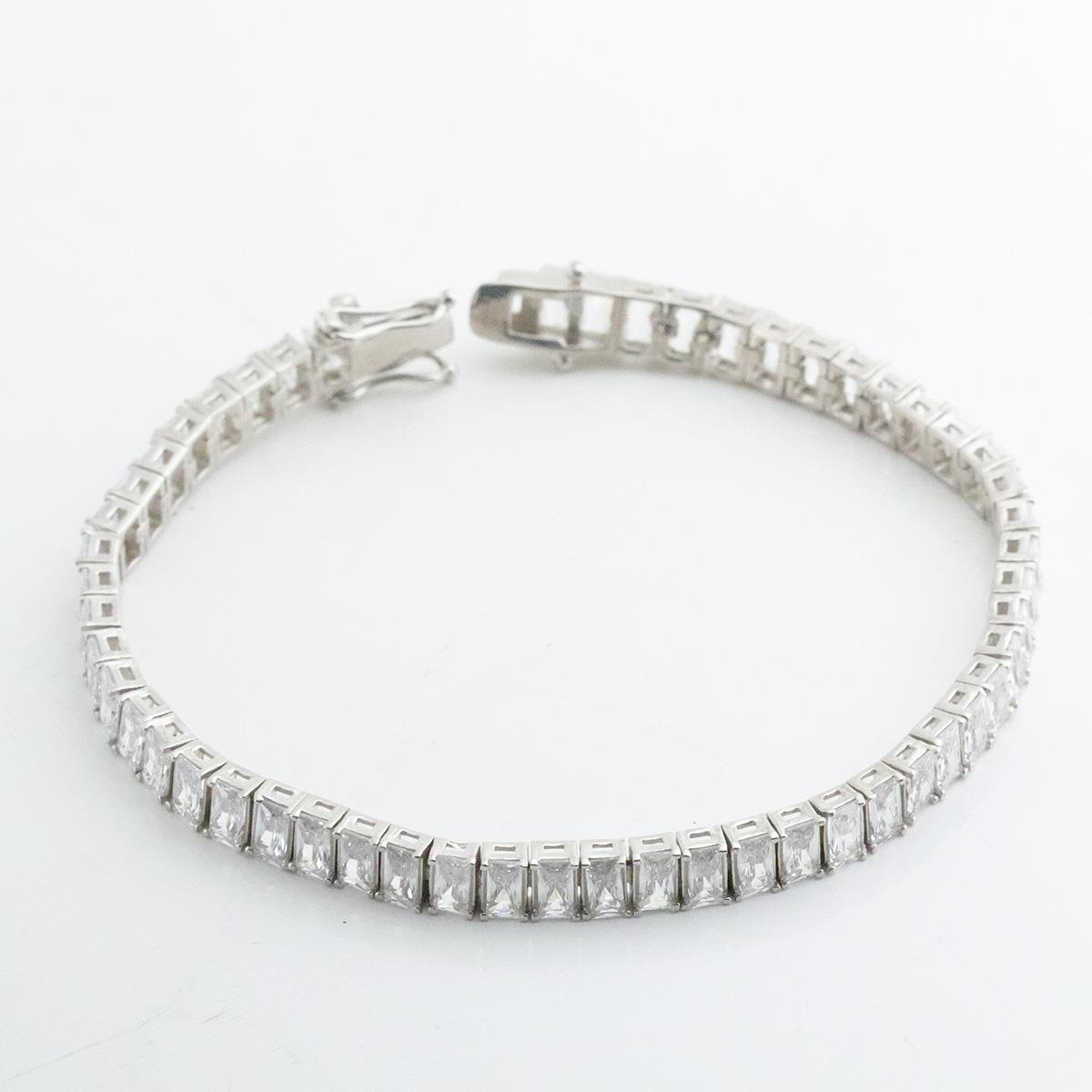 Baget Taşlı Su Yolu Gümüş Bileklik