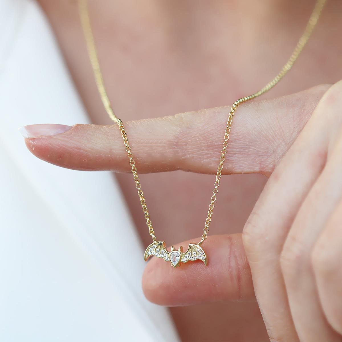 Batman Gold Kaplama Asansörlü Gümüş Kolye