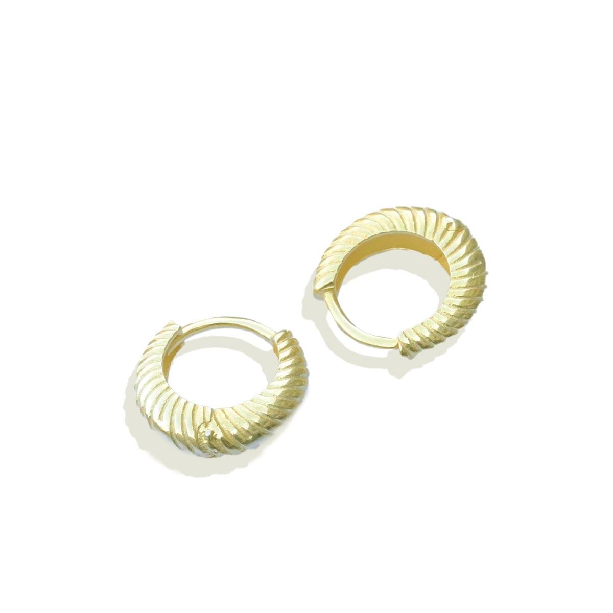 Bombeli Burgu Gold Kaplama Gümüş Halka Küpe