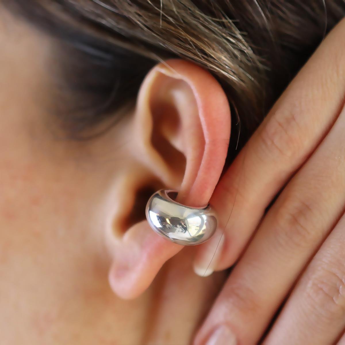 Bombeli Cuff Gümüş Küpe