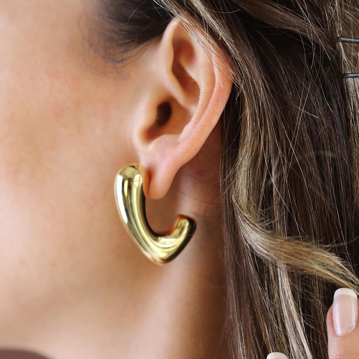 Bombeli P Gold Kaplama Gümüş Küpe