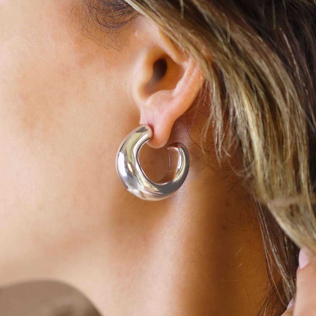 C Bombeli Gümüş Küpe