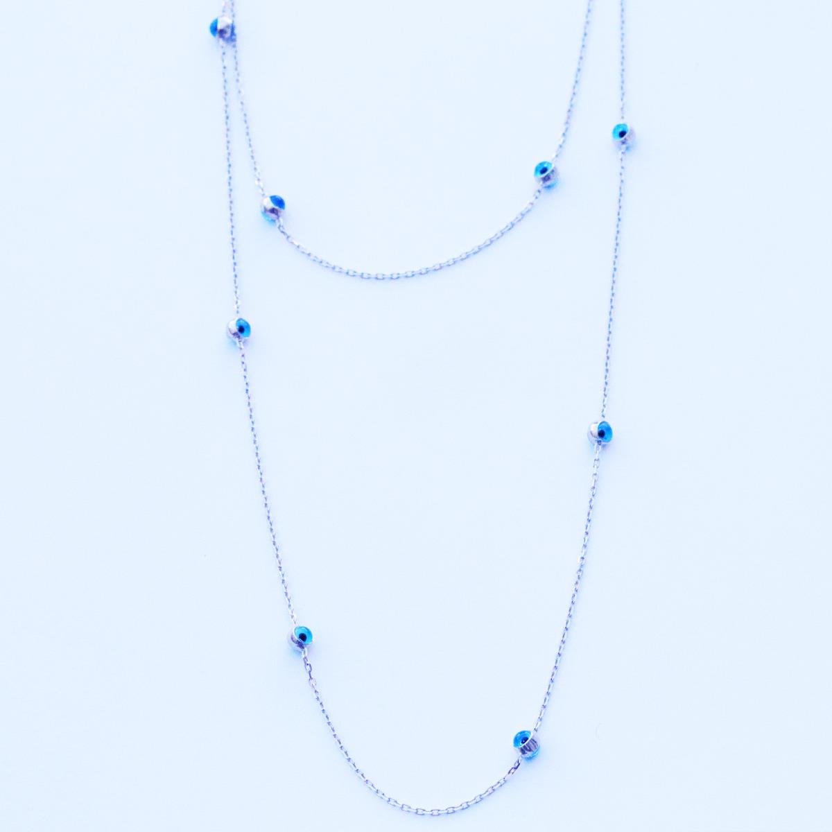 Camgöz Nazar Boncuklu Gümüş Zincir Kolye