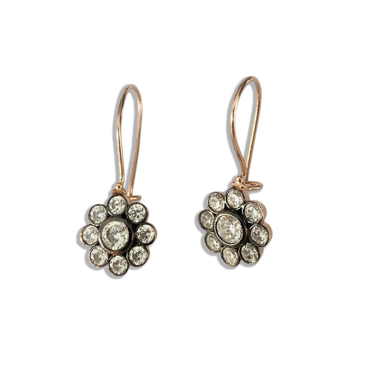 Çiçek Montür Rose Gold Gümüş Küpe