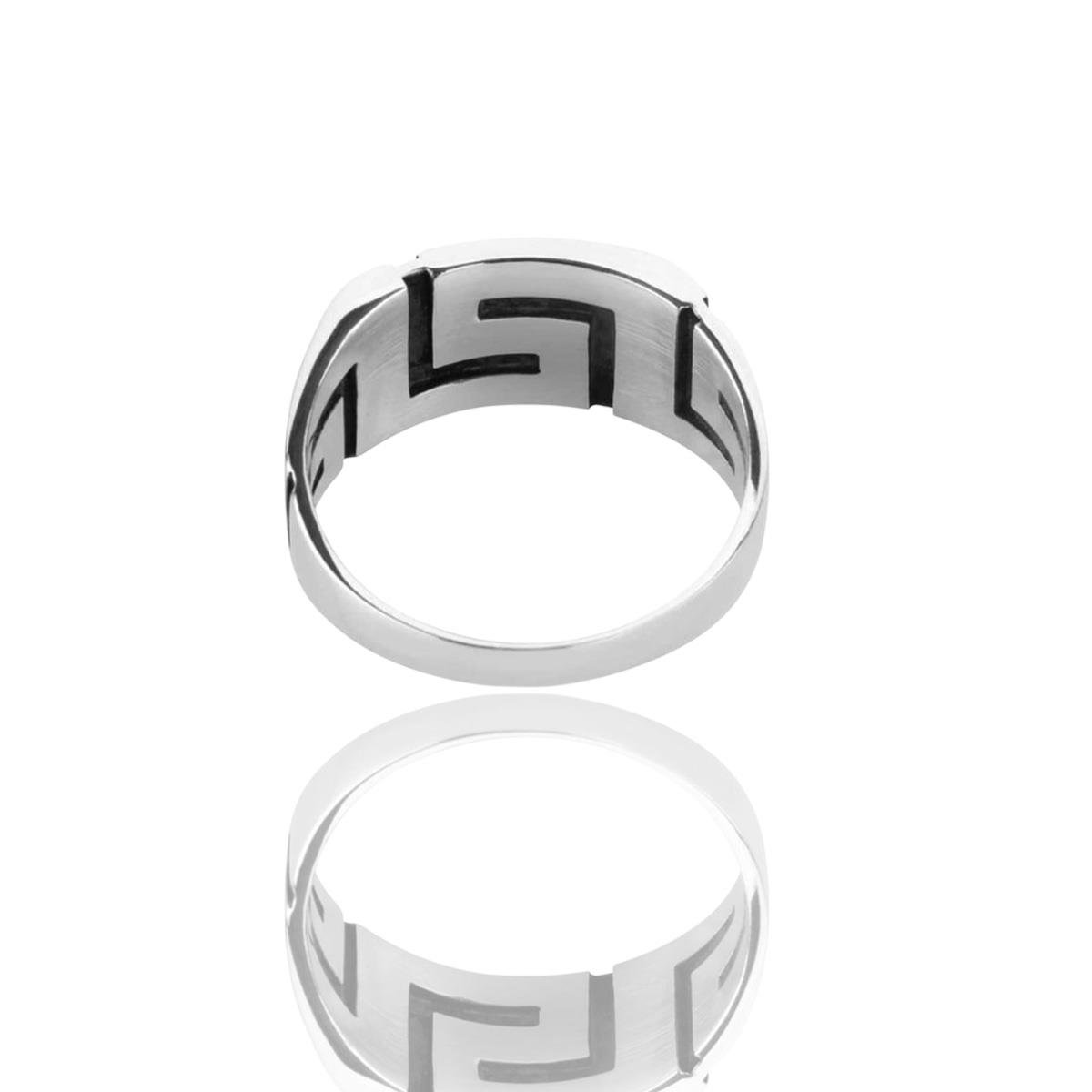 Çizgili Desenli Gümüş Erkek Yüzük