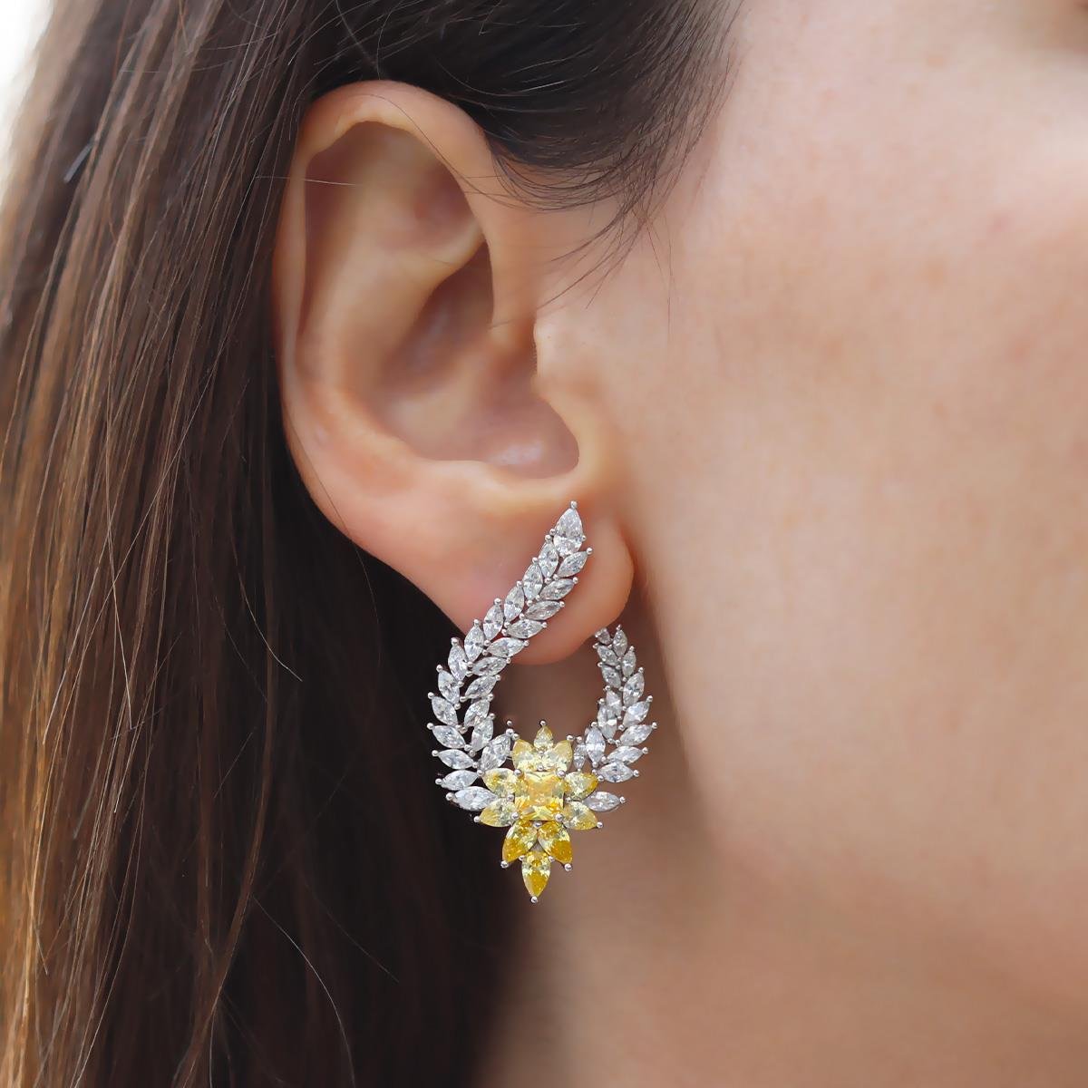 Damla Festival Sitrin Taşlı Gümüş Küpe