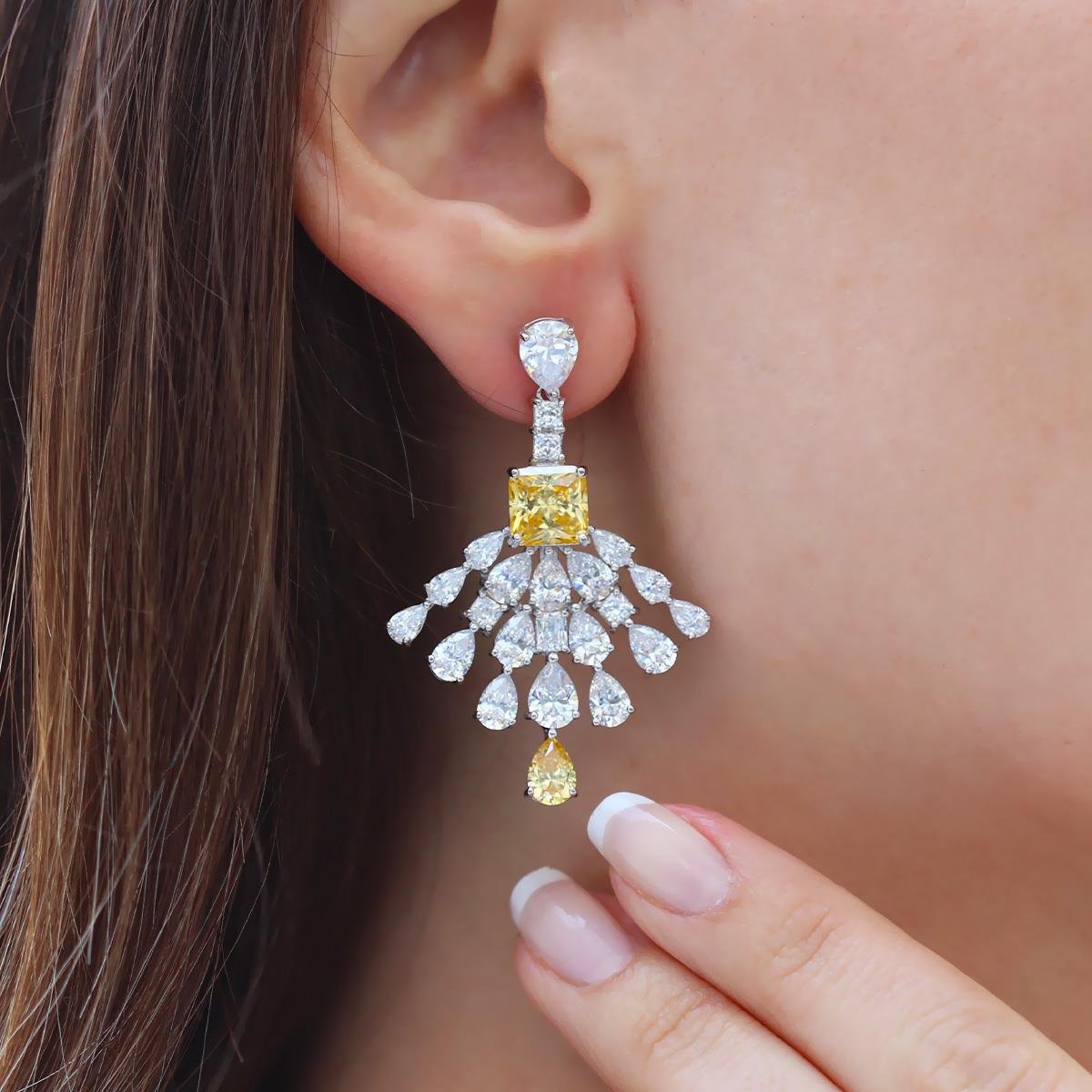 Damla Sitrin Taşlı Işıltı Gümüş Küpe