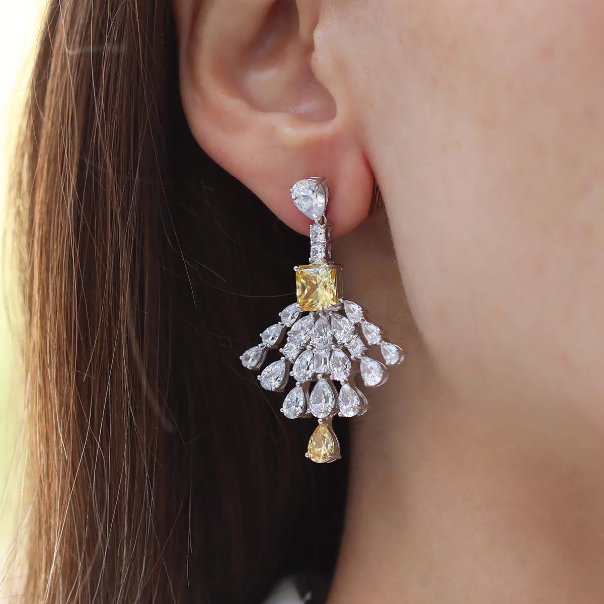 Damla Sitrin Taşlı Işıltı Gümüş Küpe