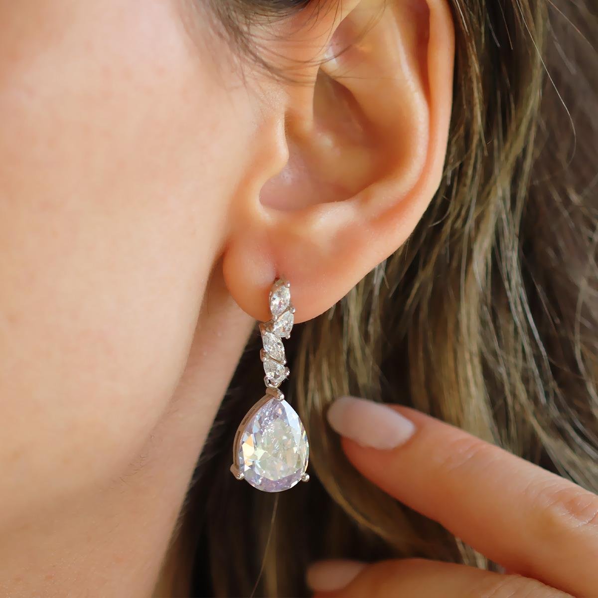 Damla Taşlı Işıltılı Gümüş Set