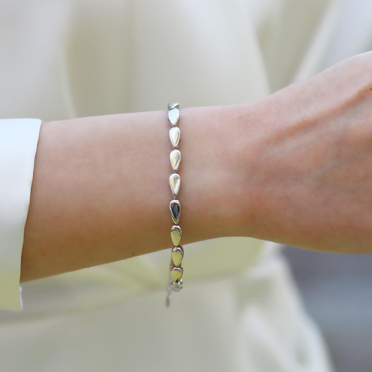 Damla Taşsız Sıralı Gümüş Bileklik