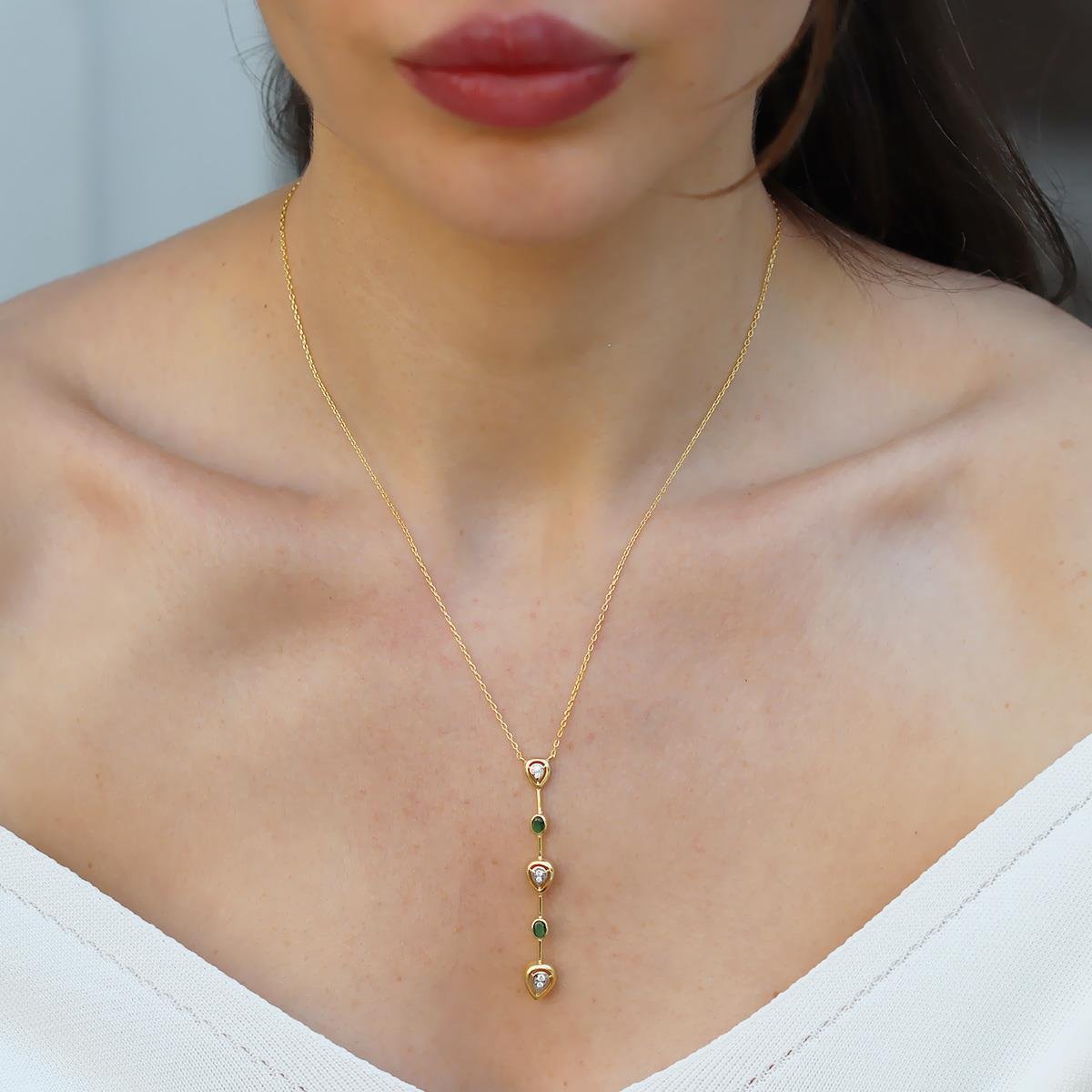 Damla Trend Gold Gümüş Kolye