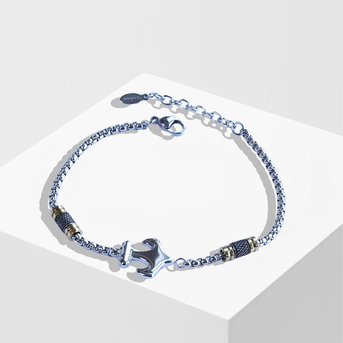 Deniz Çapalı Gold Silver Çelik Erkek Bileklik