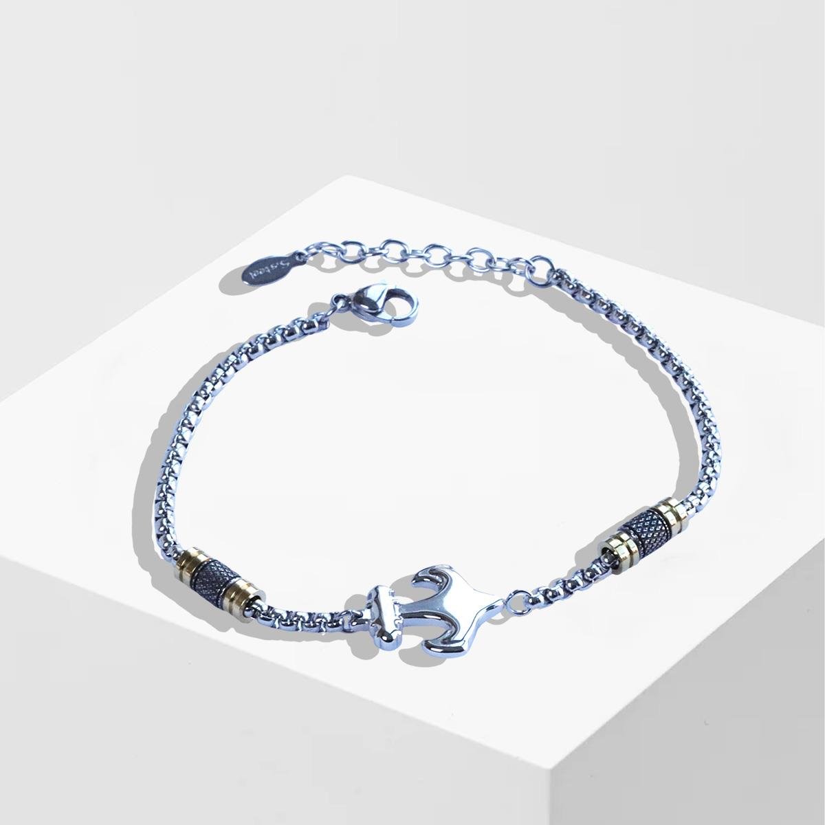 Deniz Çapalı Gold Silver Çelik Erkek Bileklik