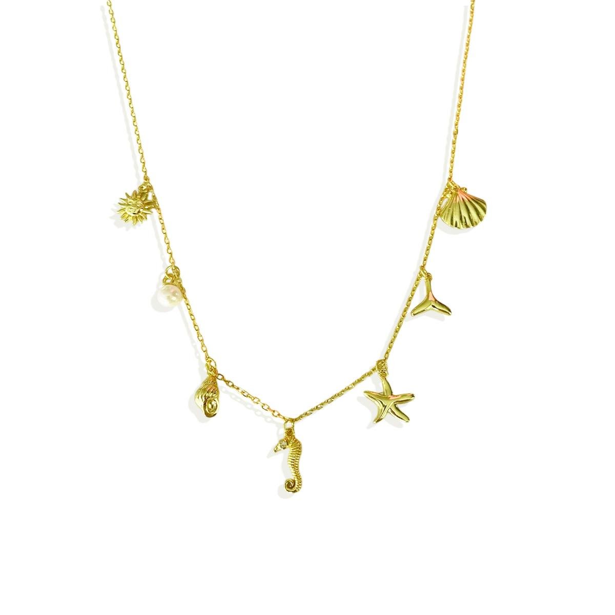 Deniz Figürlü Gold Gümüş Kolye