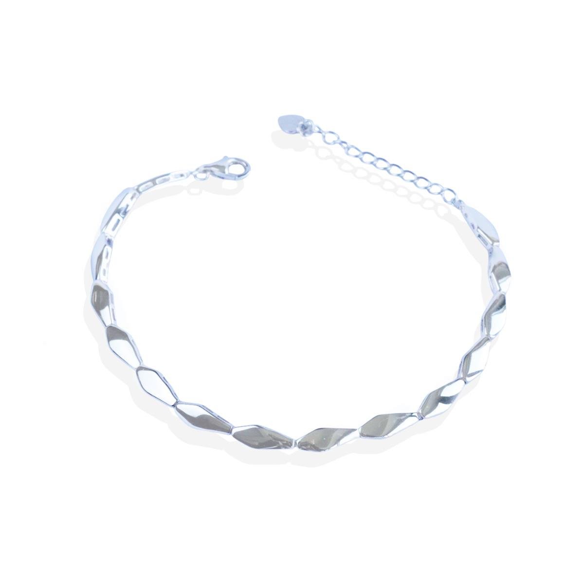 Dörtgen Taşsız Sıralı Gümüş Bileklik