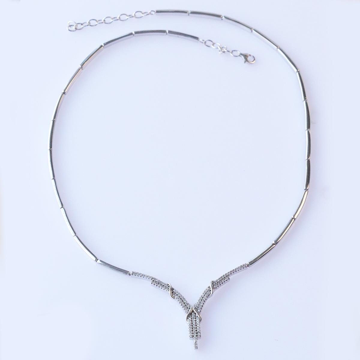 Düğüm Modeli Zirkon Taşlı Gümüş Gerdanlık