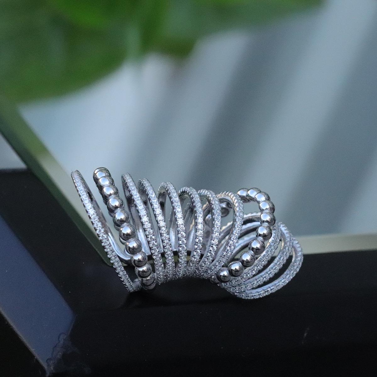 Ear Cuff Zirkon Taşlı Rodyum Kaplama Gümüş Küpe