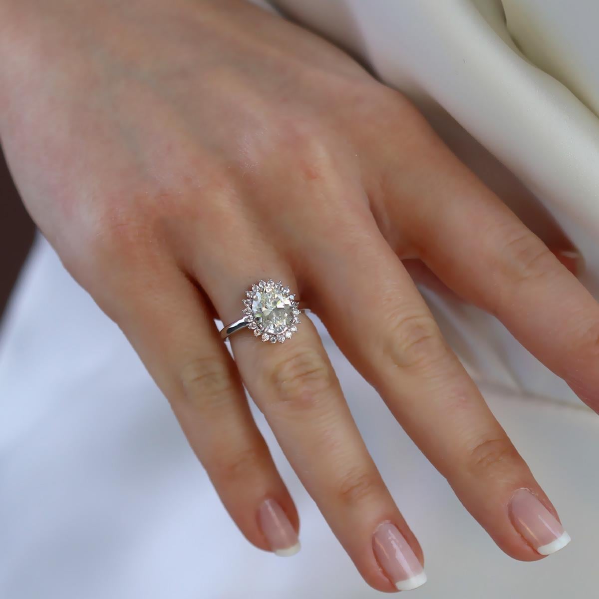 Elips 2.00 CT Sky Diamond Gümüş Yüzük