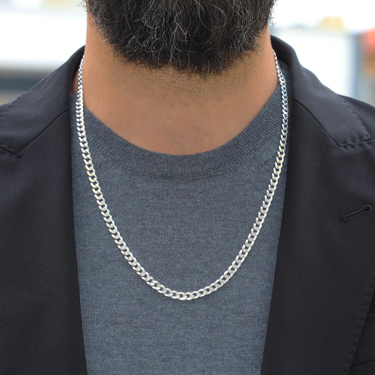 Elips Gurmet 5mm 60cm Gümüş Erkek Zincir