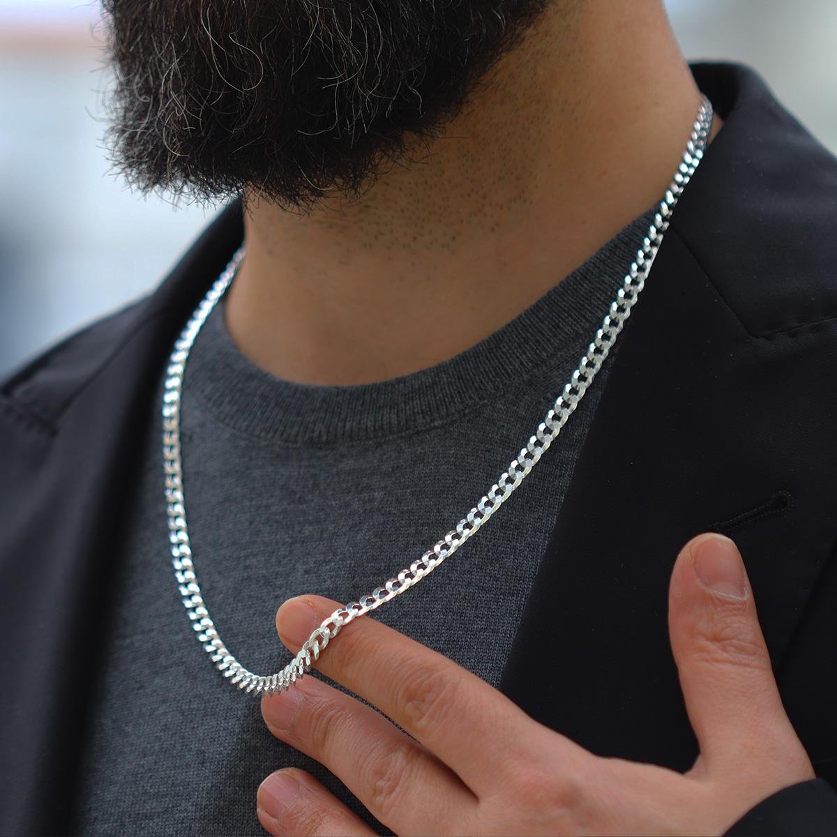 Elips Gurmet 5mm 60cm Gümüş Erkek Zincir