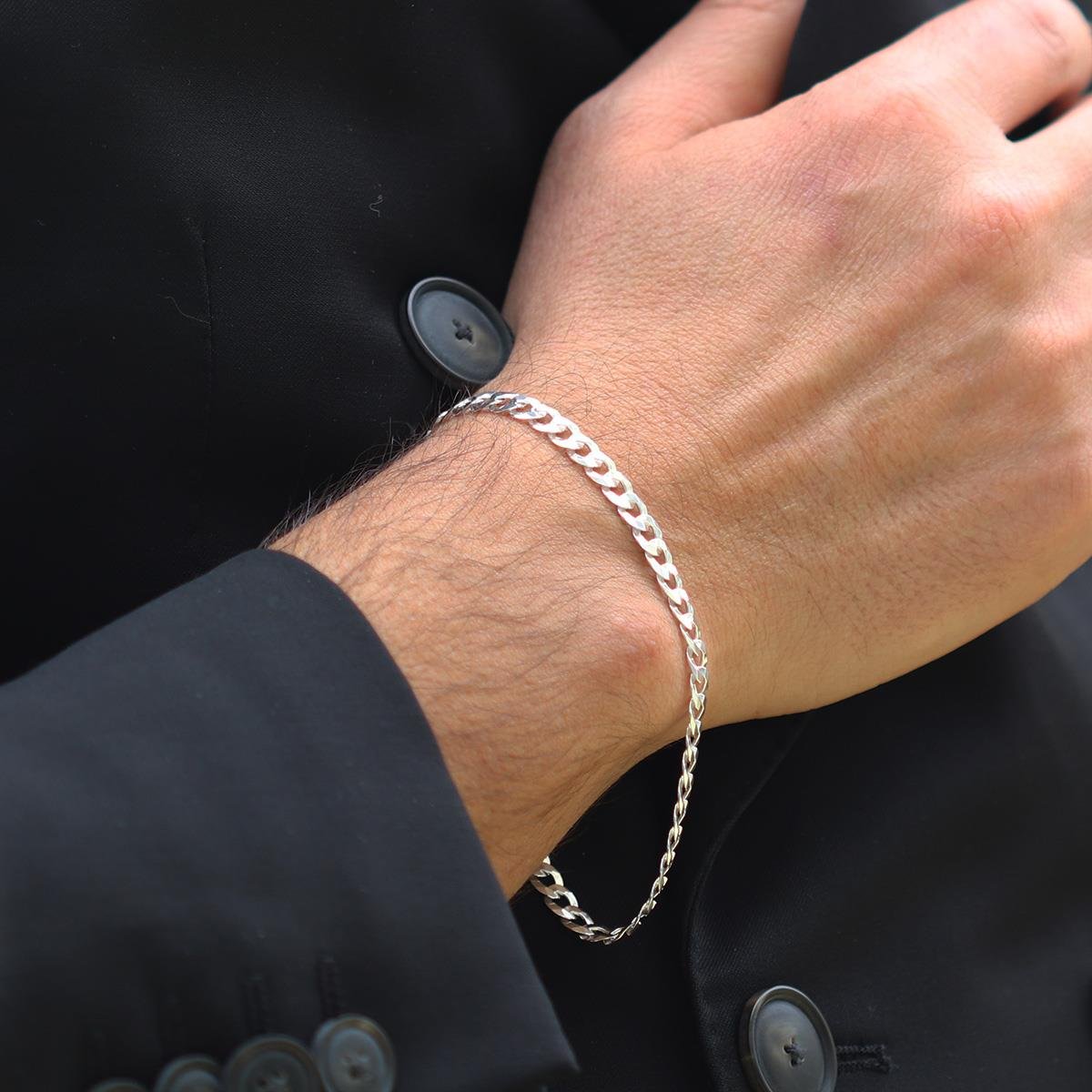 Elips Gurmet 5mm Gümüş Erkek Bileklik