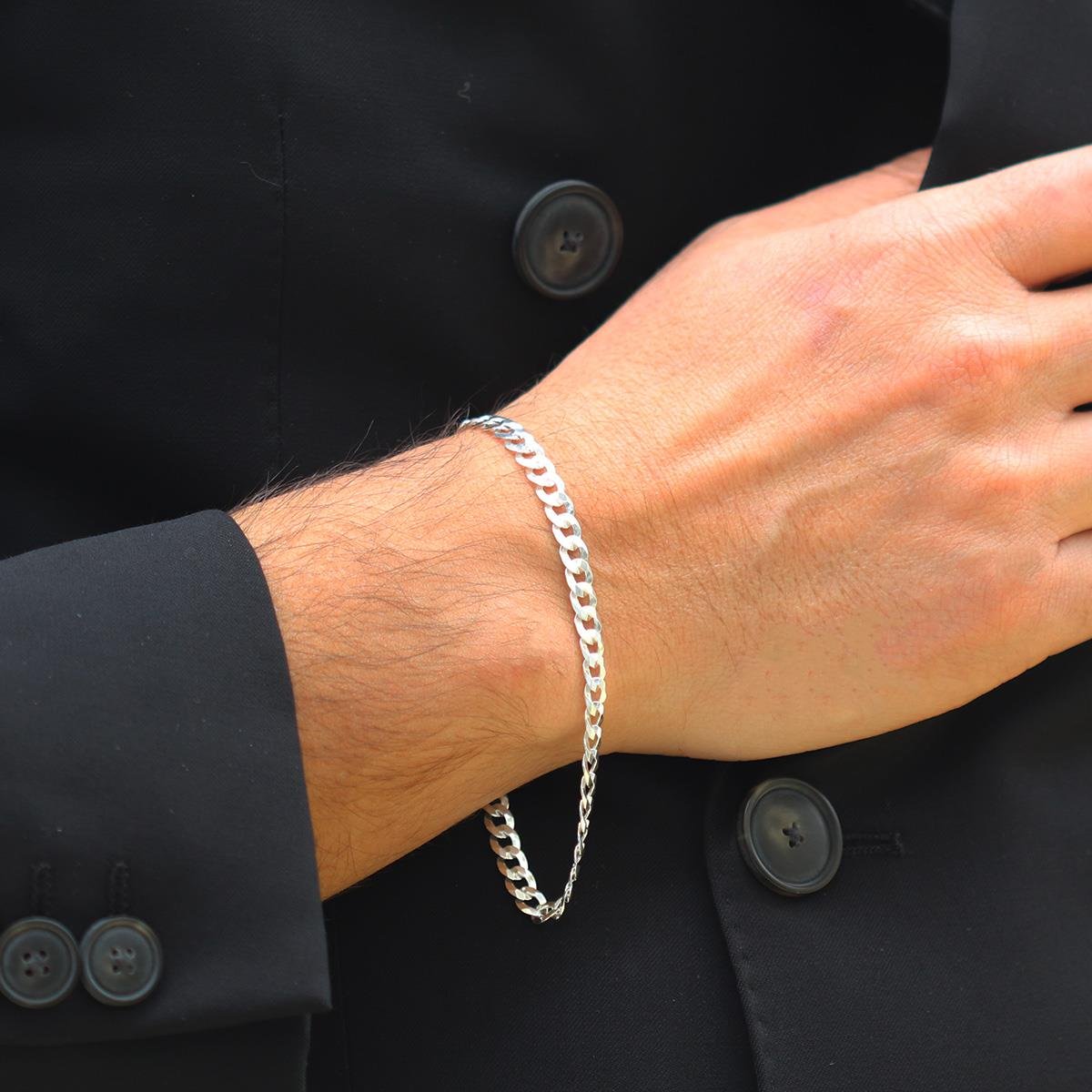 Elips Gurmet 5mm Gümüş Erkek Bileklik