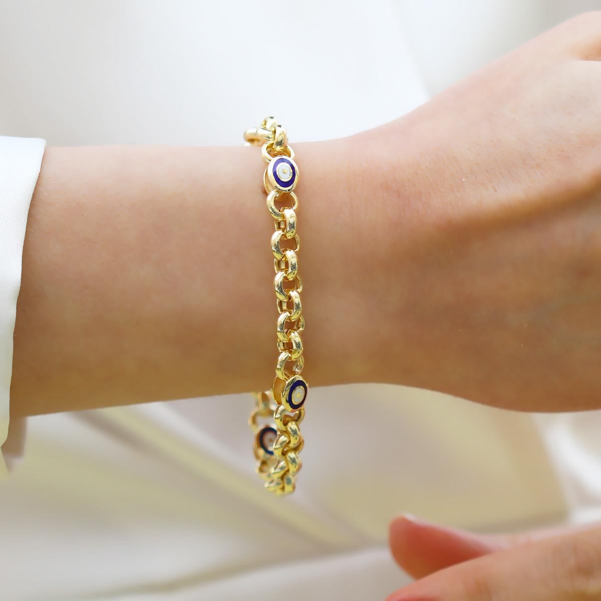 Elips Mineli Hallow Gold Gümüş Bileklik