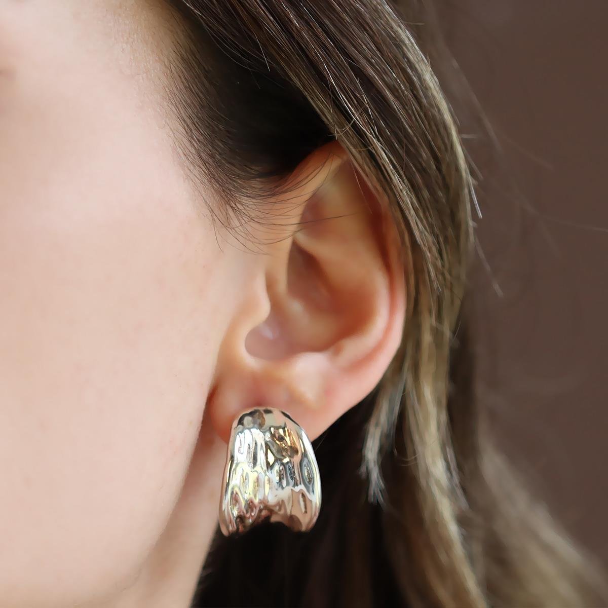 Elişi Bombeli Gümüş Küpe