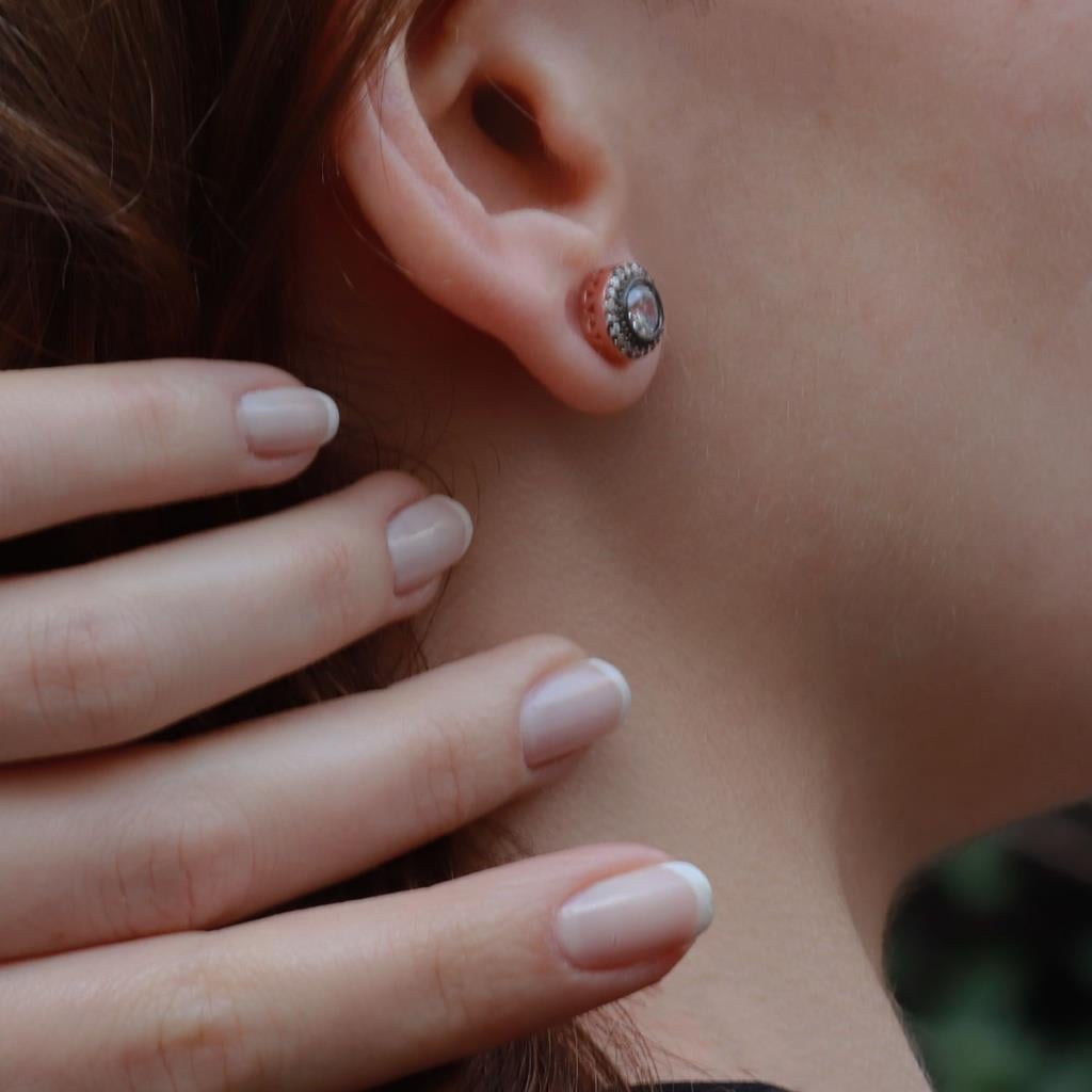 Elmas Montür Model Starlıght Dıamond Rose Gold Kaplama Gümüş Küpe