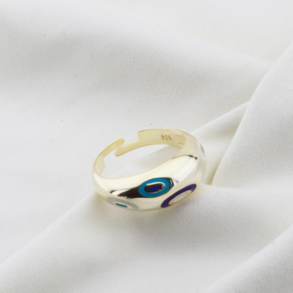 Fortuna Modeli Gold Kaplama Ayarlanabilir Gümüş Yüzük