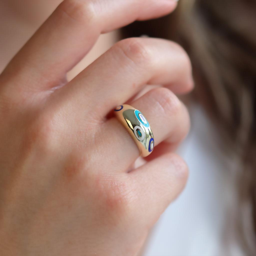 Fortuna Modeli Gold Kaplama Ayarlanabilir Gümüş Yüzük