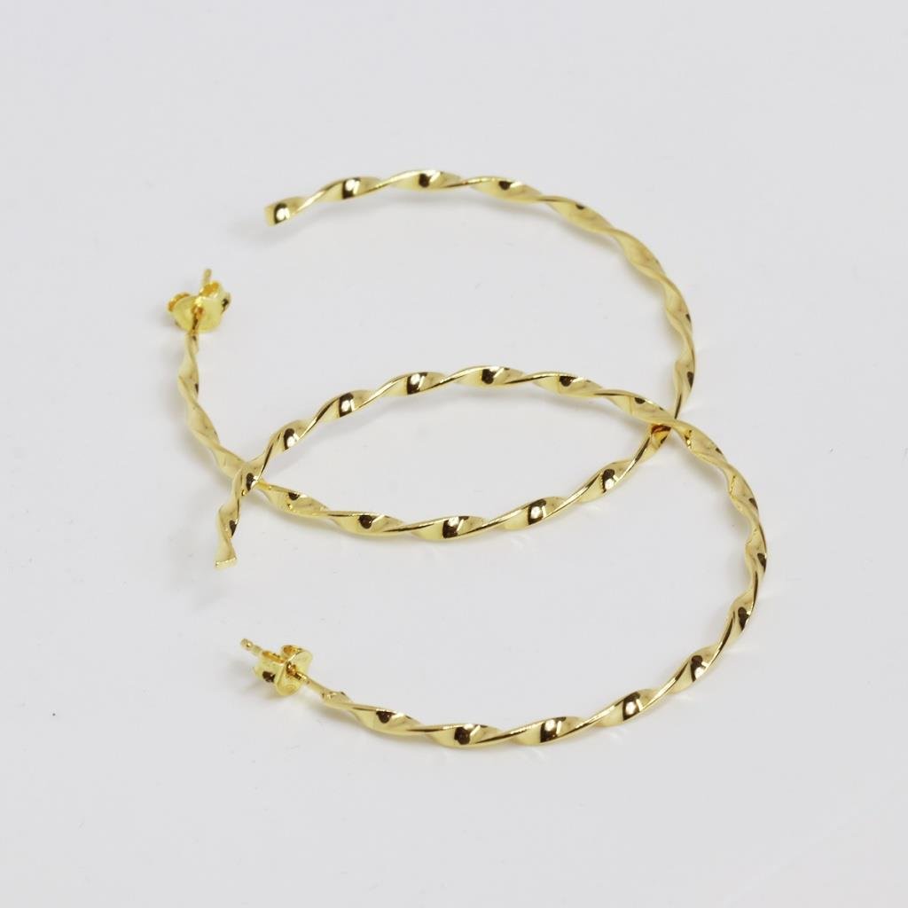 Gold Kaplama Burgu Halka Gümüş Küpe