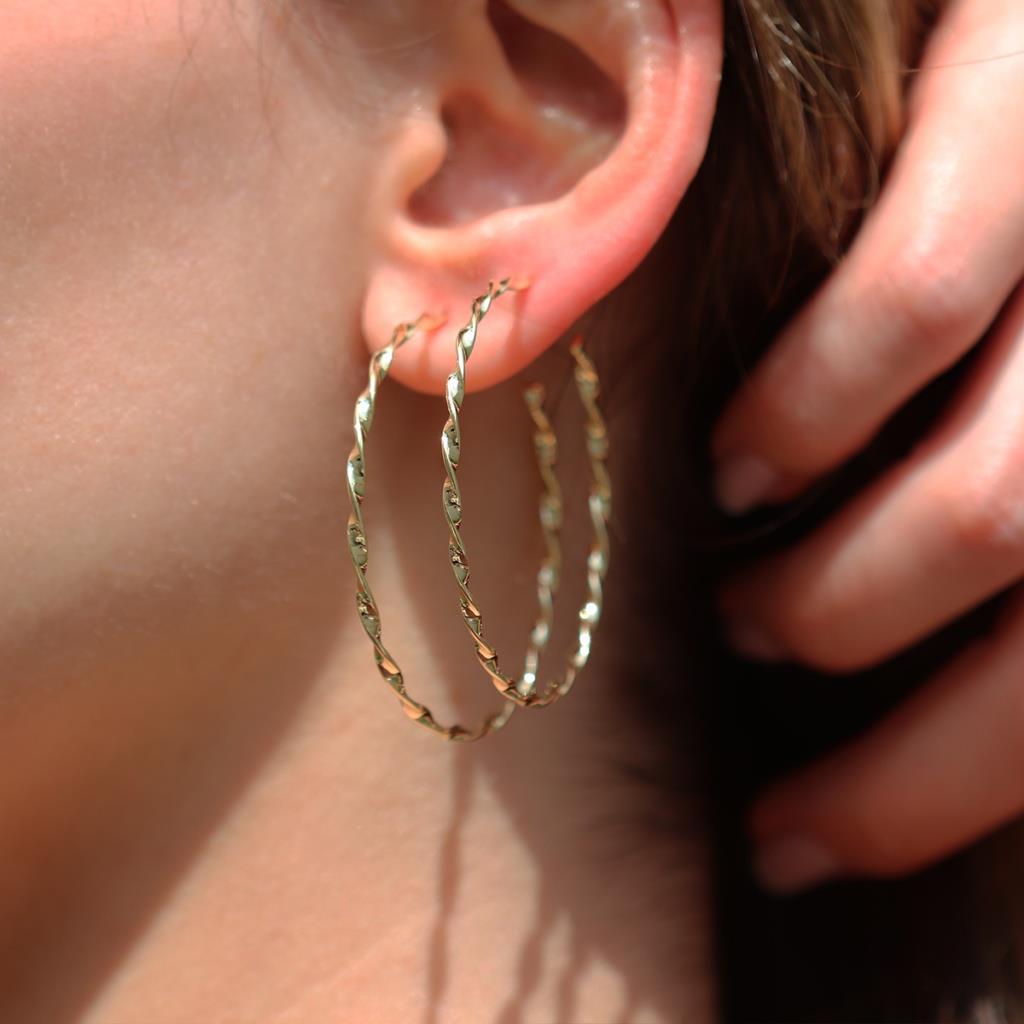 Gold Kaplama Burgu Halka Gümüş Küpe