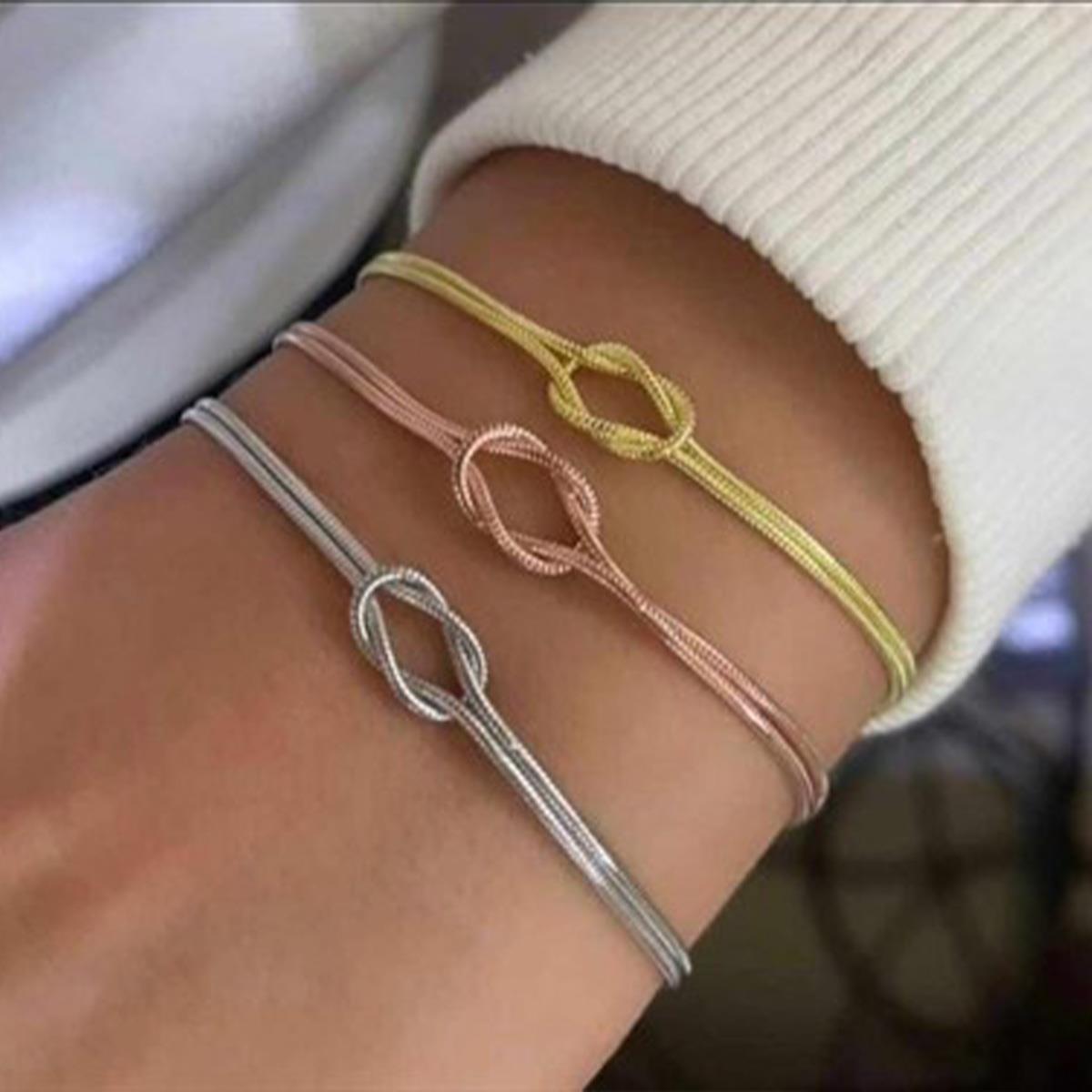 Gönül Bağı Modeli Düğüm Çift Gümüş Bileklik