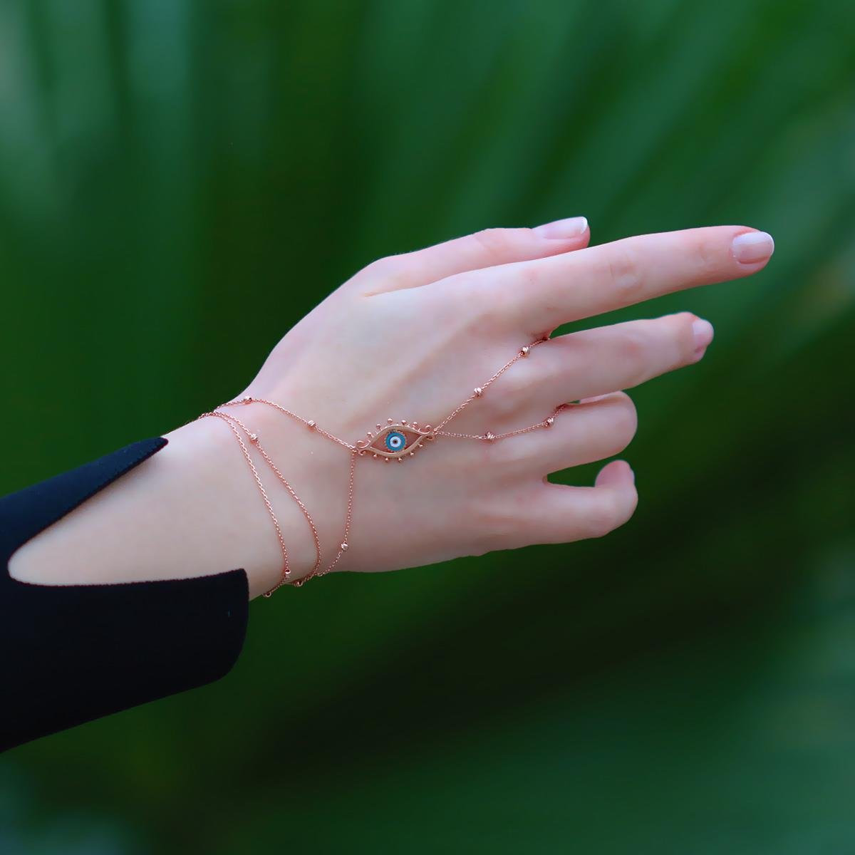 Göz Mineli Rose Gold Kaplama 925 Ayar Gümüş Şahmeran