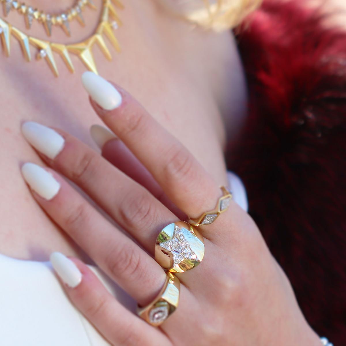 Half Star Gold Kaplama Gümüş Yüzük