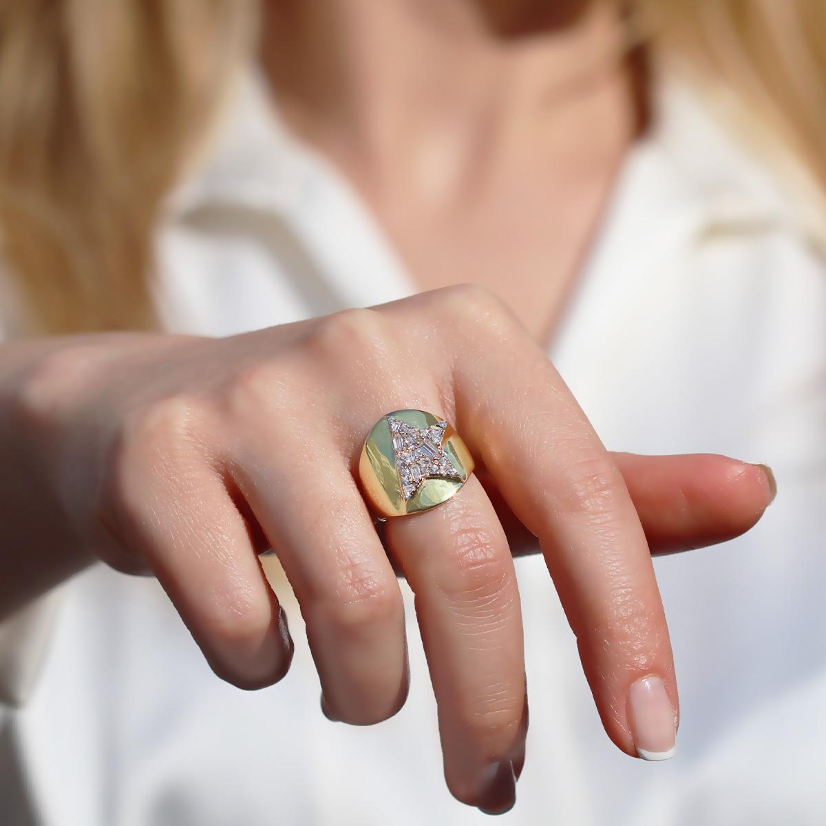 Half Star Gold Kaplama Gümüş Yüzük