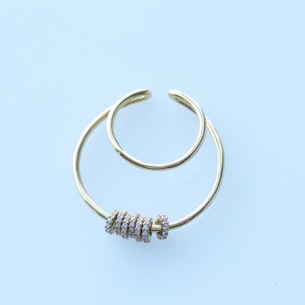 Hareketli Halkalı Gold Kaplama Ear Cuffs Kıkırdak Küpe