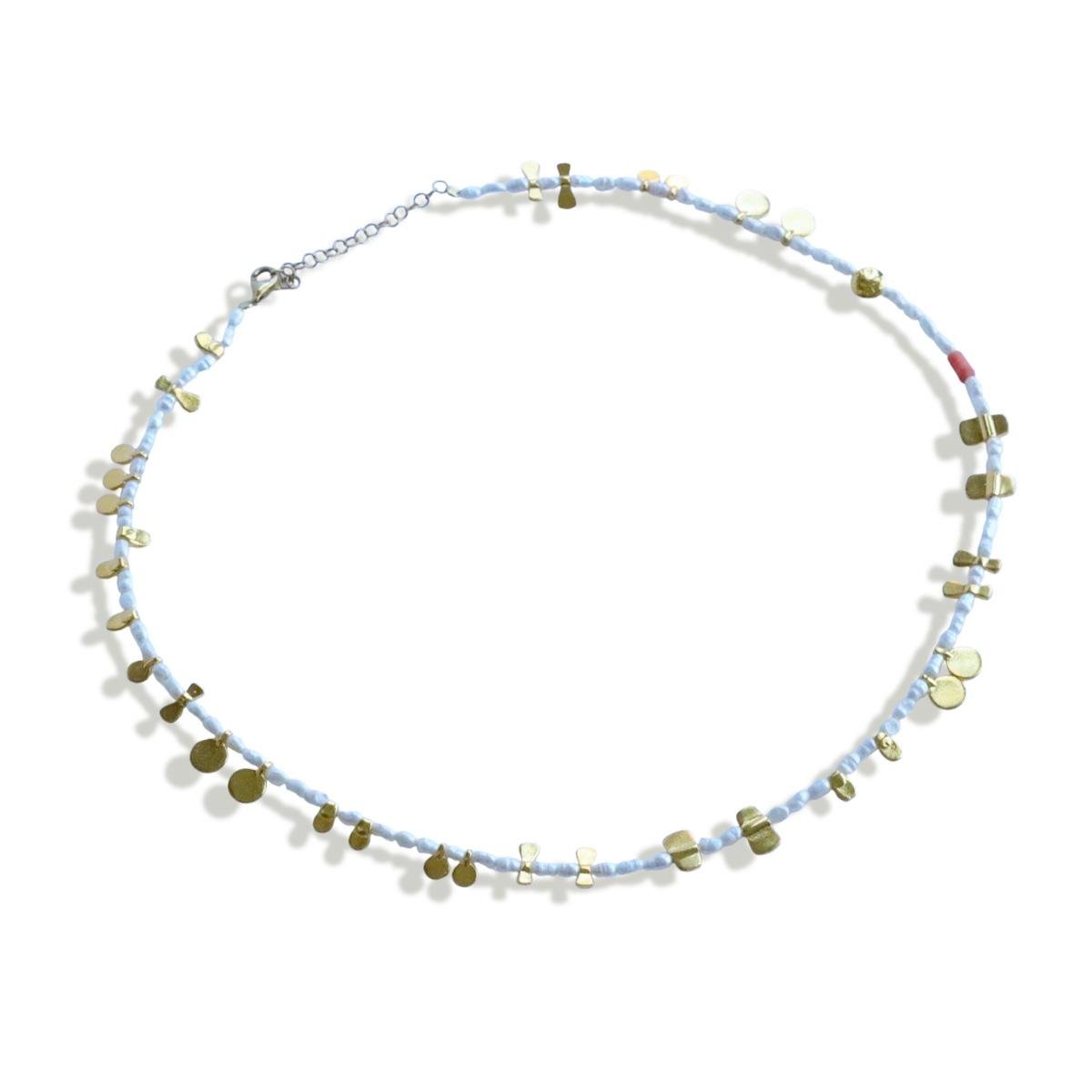 İnci Doğaltaşlı Gold Gümüş Kolye