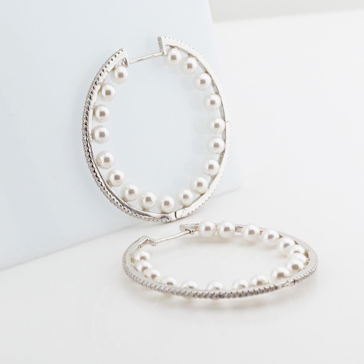 İnci Halka Gümüş Küpe