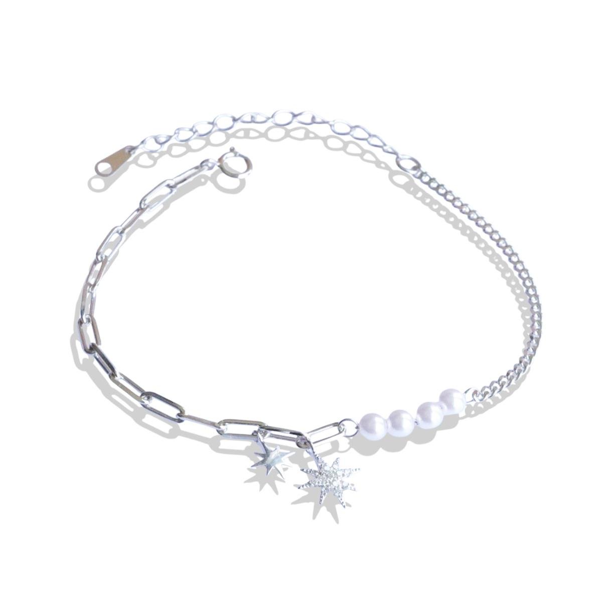 İncili Kutup Yıldızı Gümüş Trend Bileklik