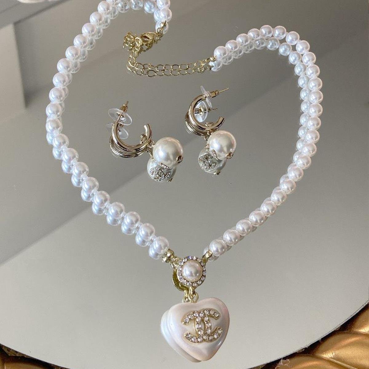 Kalp İncili Princess Gold Çelik Set 