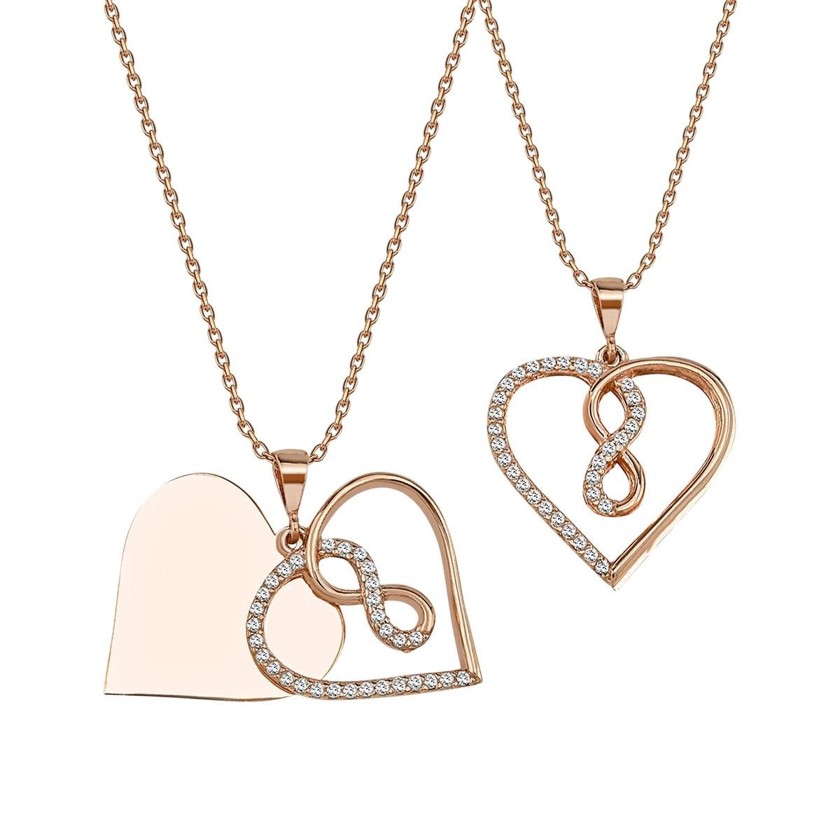 Kalp SonsuzlukRose Gold Kaplama Gümüş Kolye