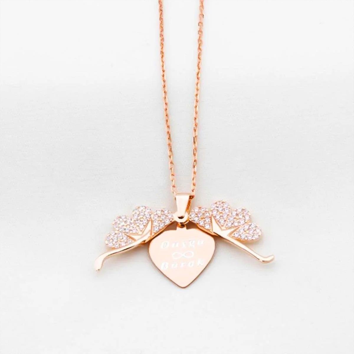 Kalp Yonca Model Açılır Kapanır Gümüş Kolye